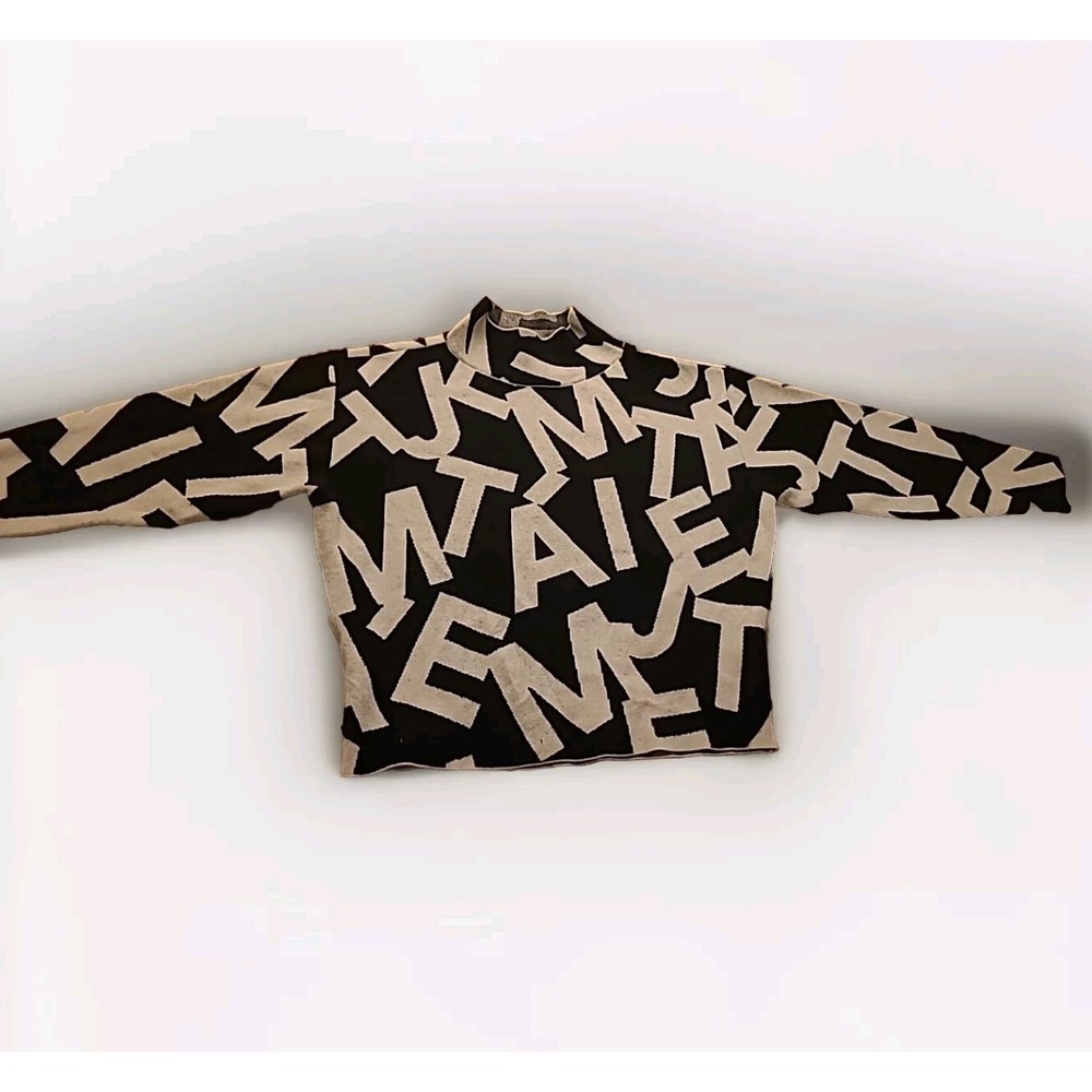Maeve By Anthropologie Letter Print Black And White Sqeater Extra‎ Small